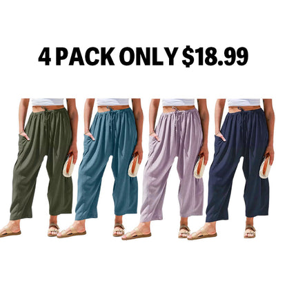 Women‘s Linen Blend Wide Leg Pants