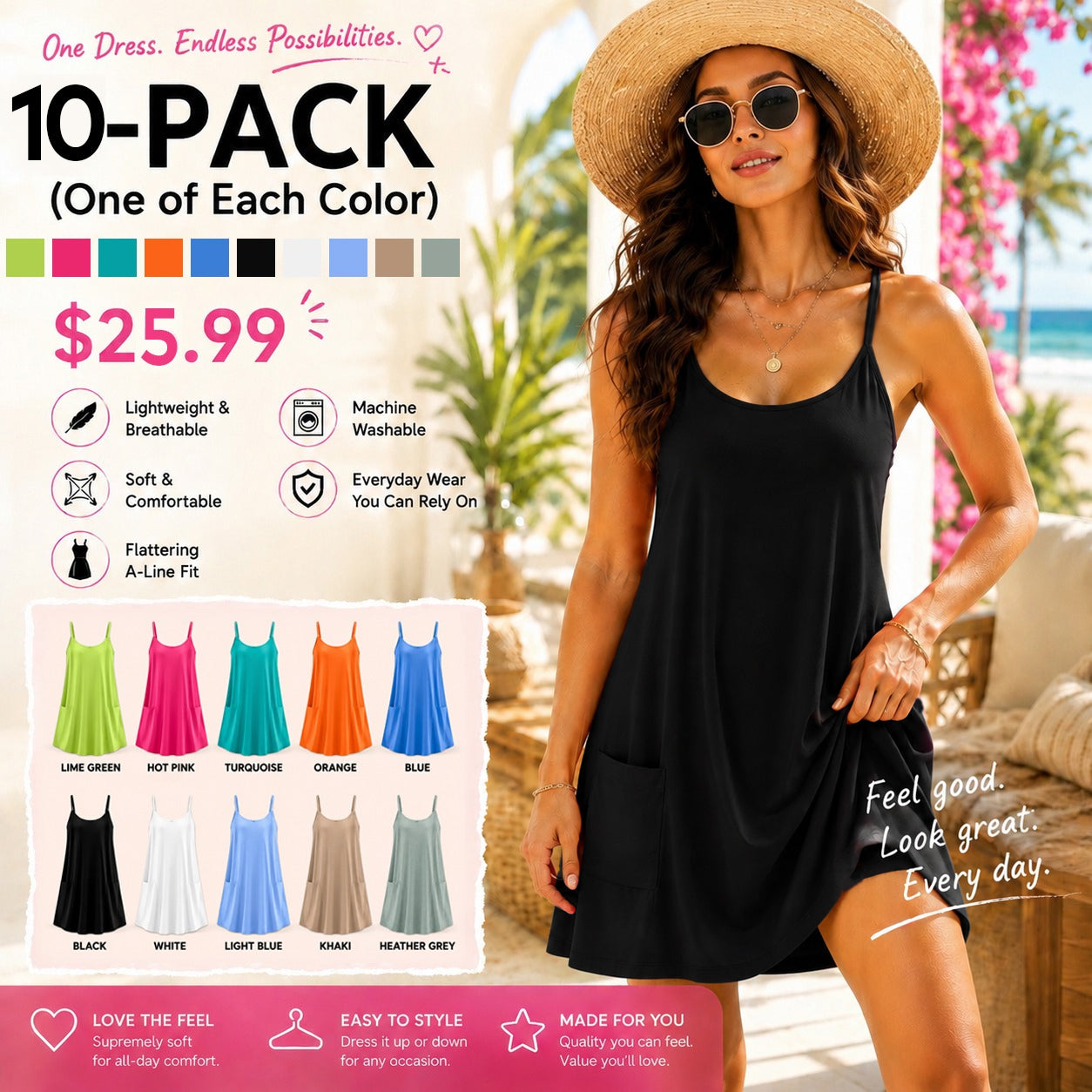 Special Sale❤️Womens Summer Sleeveless Mini Dress V Neck Spaghetti